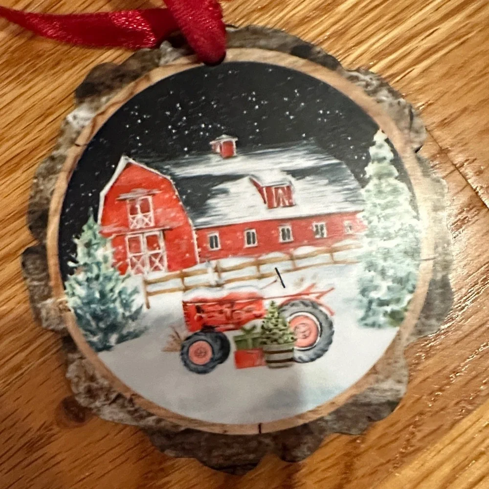Christmas Tree Ornaments Set - Red and Brown